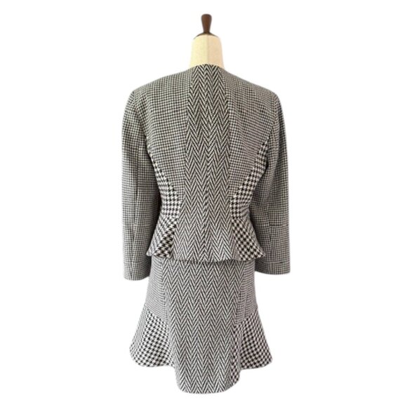 Ann Taylor Women's Black White Plaid Houndstooth Wool Blend Skirt Suit 12 NWT - Picture 7 of 16
